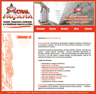 Diseño Web IDG GRUP WEB para ACTUAL FAÇANA (Cornellá. Barcelona). Empresa de Rehabilitación de edificios.