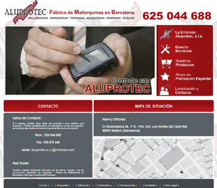 Diseño Web IDG GRUP WEB para ALUPROTEC - Mallorquinas, Mamparas, Marquesinas (Mataró).