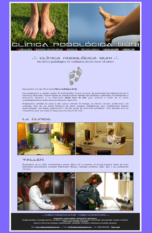Diseño Web IDG GRUP WEB para CLINICA BURI - Podología. Fisioterapia. Osteopatía. (Cornellá. Barcelona).