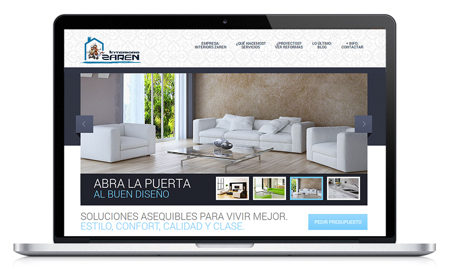 Diseño Web corporativa creada por IDG GRUP WEB para empresa de Reformas de interiores. Cliente: INTERIORS ZAREN