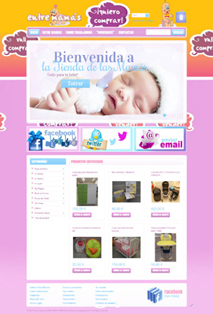 Diseño Web IDG GRUP WEB para ENTRE MAMAS - Tienda artículos bebe segunda mano (Cornellá - Barcelona).