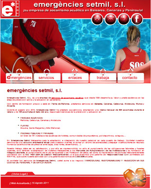 Diseño Web IDG GRUP WEB para EMERGENCIES SETMIL - IBERED. Socorrismo y Salvamento Acuático en Baleares, Canarias y Península.