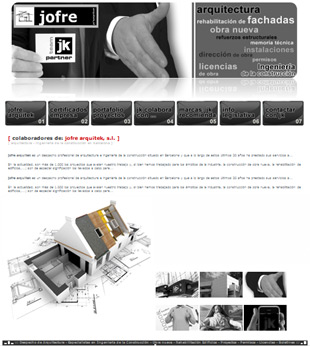 Diseño Web IDG GRUP WEB para JOFRE ARQUITEK. Arquitecto de la rehabilitación. Arquitectura Técnica y Superior. Ingeniería de la Construcción. Barcelona.
