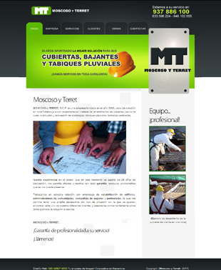 Diseño Web IDG GRUP WEB para MOSCOSO Y TERRET. Cubiertas, bajantes y tabiques pluviales. (Terrassa. Barcelona).