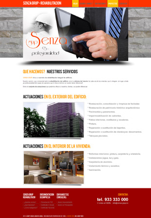 Diseño Web IDG GRUP WEB para SENZA GRUP. Rehabilitación integral de Edificios. Reformas de interiores. (Barcelona).