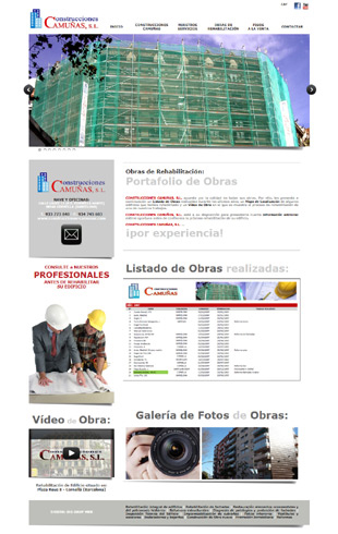 Diseño Web IDG GRUP WEB para CONSTRUCCIONES CAMUÑAS. Rehabilitación integral de Edificios. Decoración y Reformas de interiores. Construcción. Cornellá. (Barcelona).