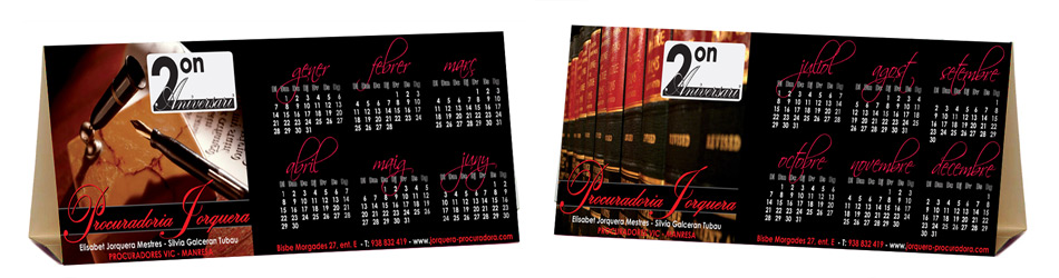DISEÑO E IMPRENTA CALENDARIO CORPORATIVO PERSONALIZADO, CALENDARIOS DE PARED, CALENDARIOS DE SOBREMESA - DISEÑO IDG GRUP WEB x JORQUERA PROCURADORIA