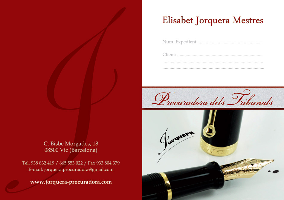 IDG GRUP WEB ::: Imagen Diseño & Gestión Web - Diseño Web - Diseño Imagen Corporativa: Logos, Dipticos, Triptcios, Flyers, Tarjetas, Documentos administrativos (hoja empresa, sobre, factura, albarán,...). Diseño e Imprenta en gran formato. ::: Diseño Carpetas ELI JORQUERA PROCURADORA