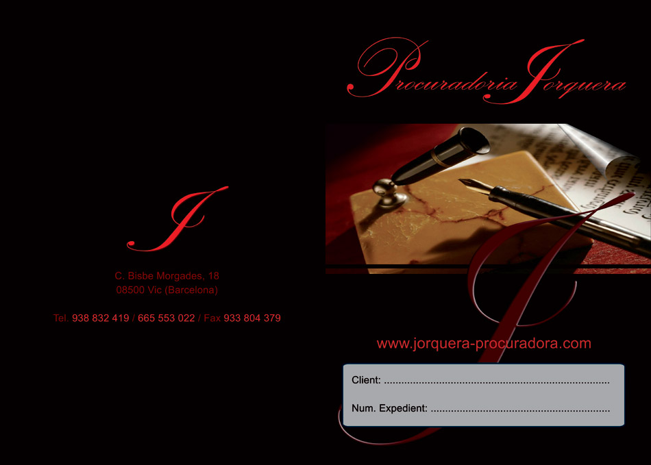 IDG GRUP WEB ::: Imagen Diseño & Gestión Web - Diseño Web - Diseño Imagen Corporativa: Logos, Dipticos, Triptcios, Flyers, Tarjetas, Documentos administrativos (hoja empresa, sobre, factura, albarán,...). Diseño e Imprenta en gran formato. ::: Diseño Carpetas ELI JORQUERA PROCURADORA
