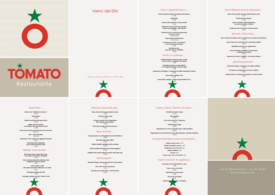 IDG GRUP WEB - Diseño Dipticos, Tripticos, Catálogos, Revistas, Carpetas, Dossiers - CARTA MENU RESTAURANTE - CLIENTE: TOMATO