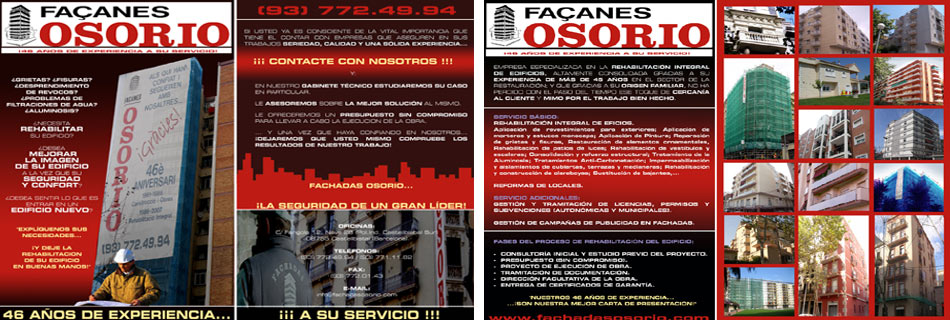 IDG GRUP WEB ::: Imagen Diseño & Gestión Web - Diseño Web - Diseño Imagen Corporativa: Logos, Dipticos, Triptcios, Flyers, Tarjetas, Documentos administrativos (hoja empresa, sobre, factura, albarán,...). Diseño e Imprenta en gran formato. ::: Diseño DIPTICO FACHADAS OSORIO