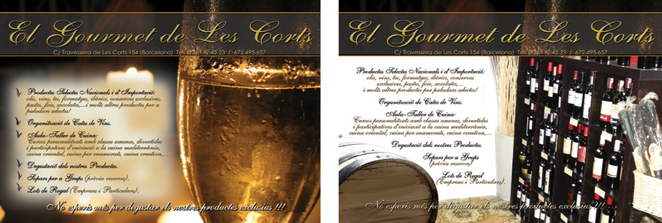 IDG GRUP WEB ::: Imagen Diseño & Gestión Web - Diseño Web - Diseño Imagen Corporativa: Logos, Dipticos, Triptcios, Flyers, Tarjetas, Documentos administrativos (hoja empresa, sobre, factura, albarán,...). Diseño e Imprenta en gran formato. ::: Diseño FLYER EL GOURMET DE LES CORTS