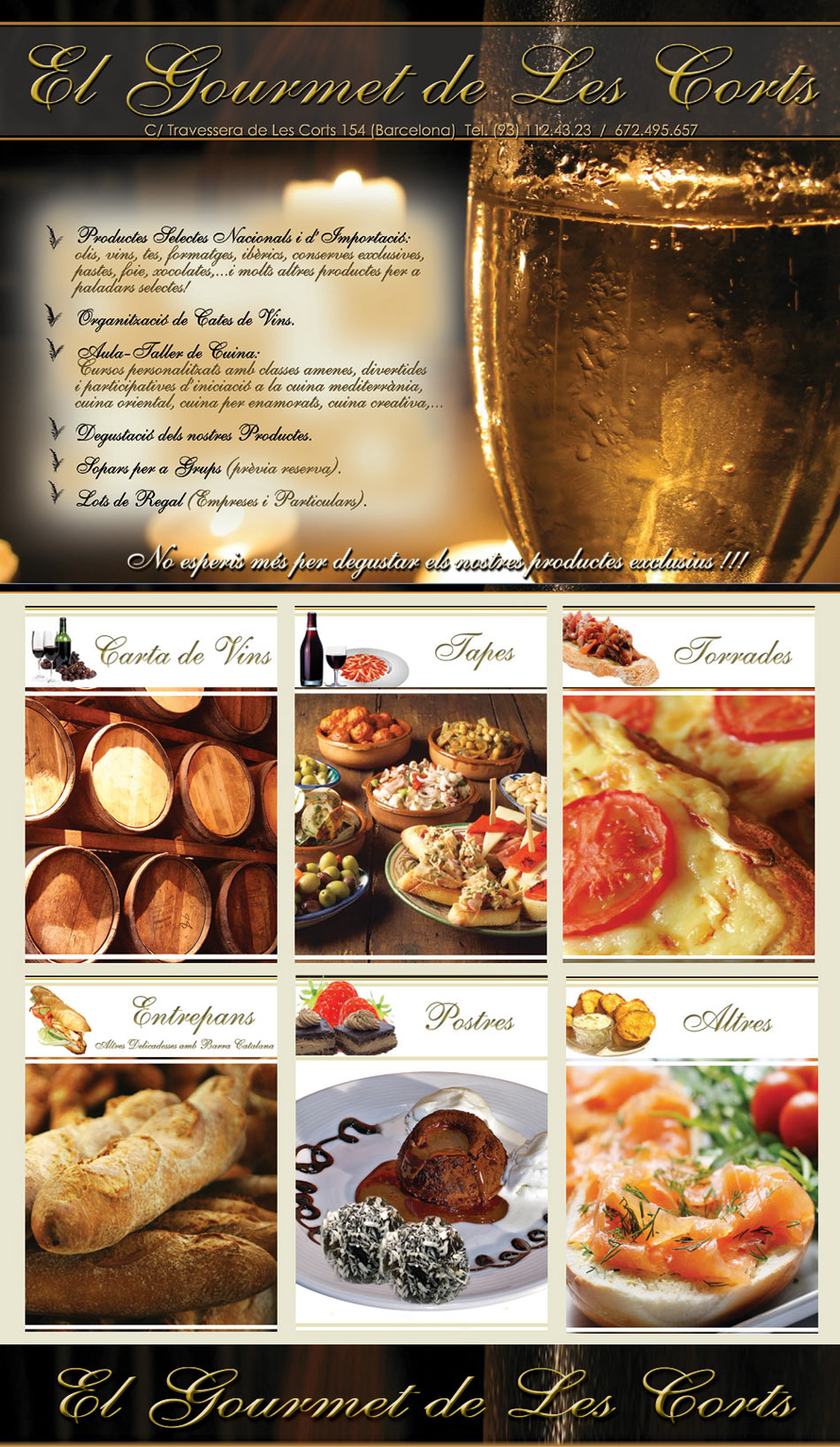 IDG GRUP WEB ::: Imagen Diseño & Gestión Web - Diseño Web - Diseño Imagen Corporativa: Logos, Dipticos, Triptcios, Flyers, Tarjetas, Documentos administrativos (hoja empresa, sobre, factura, albarán,...). Diseño e Imprenta en gran formato. ::: Diseño CARTA DE RESTAURANTE Y POSTER EL GOURMET DE LES CORTS