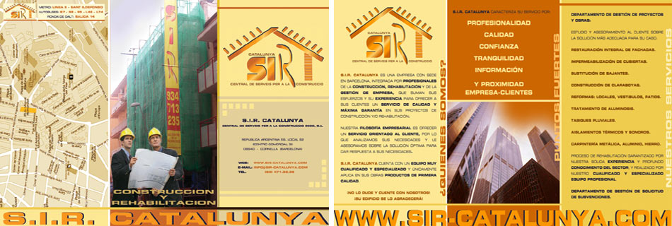 IDG GRUP WEB ::: Imagen Diseño & Gestión Web - Diseño Web - Diseño Imagen Corporativa: Logos, Dipticos, Triptcios, Flyers, Tarjetas, Documentos administrativos (hoja empresa, sobre, factura, albarán,...). Diseño e Imprenta en gran formato. ::: Diseño TRÍPTICO SIR CATALUNYA