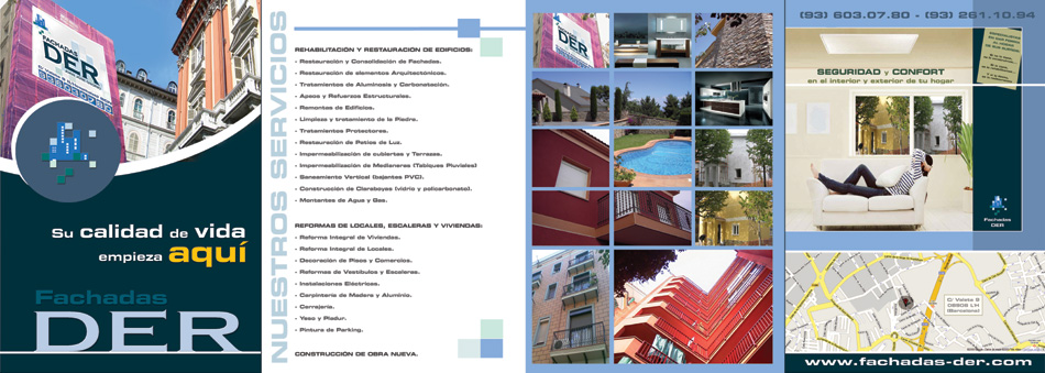 IDG GRUP WEB ::: Imagen Diseño & Gestión Web - Diseño Web - Diseño Imagen Corporativa: Logos, Dipticos, Triptcios, Flyers, Tarjetas, Documentos administrativos (hoja empresa, sobre, factura, albarán,...). Diseño e Imprenta en gran formato. ::: Diseño DIPTICO FACHADAS DER