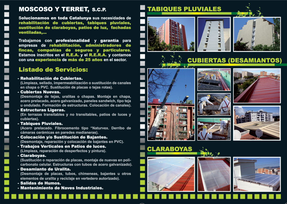 IDG GRUP WEB ::: Imagen Diseño & Gestión Web - Diseño Web - Diseño Imagen Corporativa: Logos, Dipticos, Triptcios, Flyers, Tarjetas, Documentos administrativos (hoja empresa, sobre, factura, albarán,...). Diseño e Imprenta en gran formato. ::: Diseño Díptico MOSCOSO Y TERRET