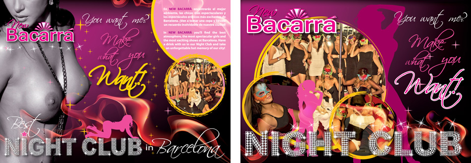 IDG GRUP WEB ::: Imagen Diseño & Gestión Web - Diseño Web - Diseño Imagen Corporativa: Logos, Dipticos, Triptcios, Flyers, Tarjetas, Documentos administrativos (hoja empresa, sobre, factura, albarán,...). Diseño e Imprenta en gran formato. ::: Diseño TRÍPTICO NEW BACARRA - NIGTH CLUB