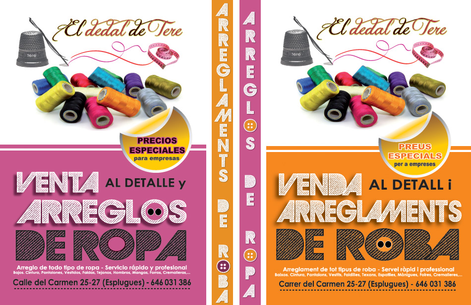 IDG GRUP WEB ::: Imagen Diseño & Gestión Web - Diseño Web - Diseño Imagen Corporativa: Logos, Dipticos, Triptcios, Flyers, Tarjetas, Documentos administrativos (hoja empresa, sobre, factura, albarán,...). Diseño e Imprenta en gran formato. ::: Diseño Flyer EL DEDAL DE TERE