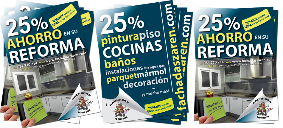 IDG GRUP WEB ::: Imagen Diseño & Gestión Web - Diseño Web - Diseño Imagen Corporativa: Logos, Dipticos, Triptcios, Flyers, Tarjetas, Documentos administrativos (hoja empresa, sobre, factura, albarán,...). Diseño e Imprenta en gran formato. ::: Diseño Flyer FACHADAS ZAREN
