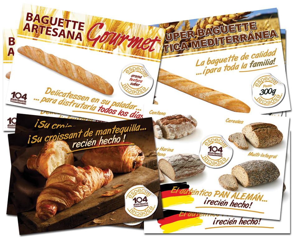 IDG GRUP WEB ::: Imagen Diseño & Gestión Web - Diseño Web - Diseño Imagen Corporativa: Logos, Dipticos, Triptcios, Flyers, Tarjetas, Documentos administrativos (hoja empresa, sobre, factura, albarán,...). Diseño e Imprenta en gran formato. ::: Diseño Posters Baguette y Divina x Distribucio 104 - PACFREN