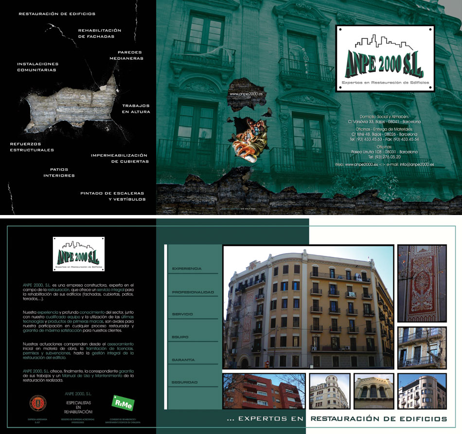 IDG GRUP WEB ::: Imagen Diseño & Gestión Web - Diseño Web - Diseño Imagen Corporativa: Logos, Dipticos, Triptcios, Flyers, Tarjetas, Documentos administrativos (hoja empresa, sobre, factura, albarán,...). Diseño e Imprenta en gran formato. ::: Diseño TRÍPTICO ANPE 2000