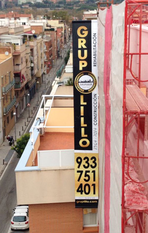 IDG GRUP WEB - IMAGEN CORPORATIVA Y PUBLICIDAD. ROTULACIÓN. Diseñamos LONAS, BANDEROLAS, PANCARTAS para las obras de empresas de construcción y rehabilitación de edificios. Frontlit, microperforadas con rejilla pvc, solvotex,... Cliente: GRUP LILLO