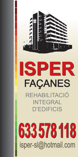 IDG GRUP WEB - IMAGEN CORPORATIVA Y PUBLICIDAD. ROTULACIÓN. Diseñamos LONAS, BANDEROLAS, PANCARTAS para las obras de empresas de construcción y rehabilitación de edificios. Frontlit, microperforadas con rejilla pvc, solvotex,... Cliente: ISPER FAÇANES.