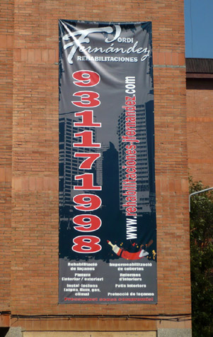 IDG GRUP WEB - IMAGEN CORPORATIVA Y PUBLICIDAD. ROTULACIÓN. Diseñamos LONAS, BANDEROLAS, PANCARTAS para las obras de empresas de construcción y rehabilitación de edificios. Frontlit, microperforadas con rejilla pvc, solvotex,... Cliente: JORDI FERNÁNDEZA REHABILITACIONES.