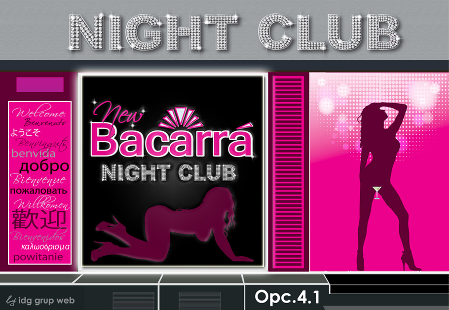 DISEÑO Y COLOCACIÓN DE ROTULOS COMERCIALES - LUMINOSOS. METACRILATOS. VINILOS DE IMPRESIÓN. VINIOS DE CORTE. VINILOS MONOMÉRICOS. VINILOS POLIMÉRICOS. Cliente: BACARRA NIGHT CLUB.