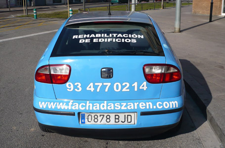 ROTULACIÓN COMERCIAL - ROTULACIÓN DE VEHÍCULOS COMERCIALES: Rotulación de Coches, Rotulación de Furgonetas, Rotulación de Camiones, Rotulación de Motos, Rotulación de Barcos,... Rotulación con Vinilo de Corte, Rotulación con Vinilo de Impresión, Rotulación con Vinilo de Fundición, Rotulación Total Covering. ROTULACIÓN VEHÍCULO COMERCIAL (COCHE) - Cliente: FACHADAS ZAREN.