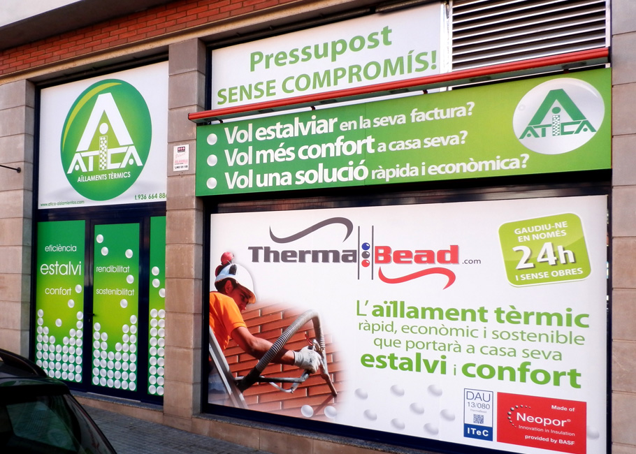 ROTULACIÓN COMERCIAL - DISEÑO Y COLOCACIÓN DE ROTULOS COMERCIALES - LUMINOSOS. METACRILATOS. VINILOS DE IMPRESIÓN. VINIOS DE CORTE. VINILOS MONOMÉRICOS. VINILOS POLIMÉRICOS. Cliente: ATICA, Sant Feliu, BARCELONA.