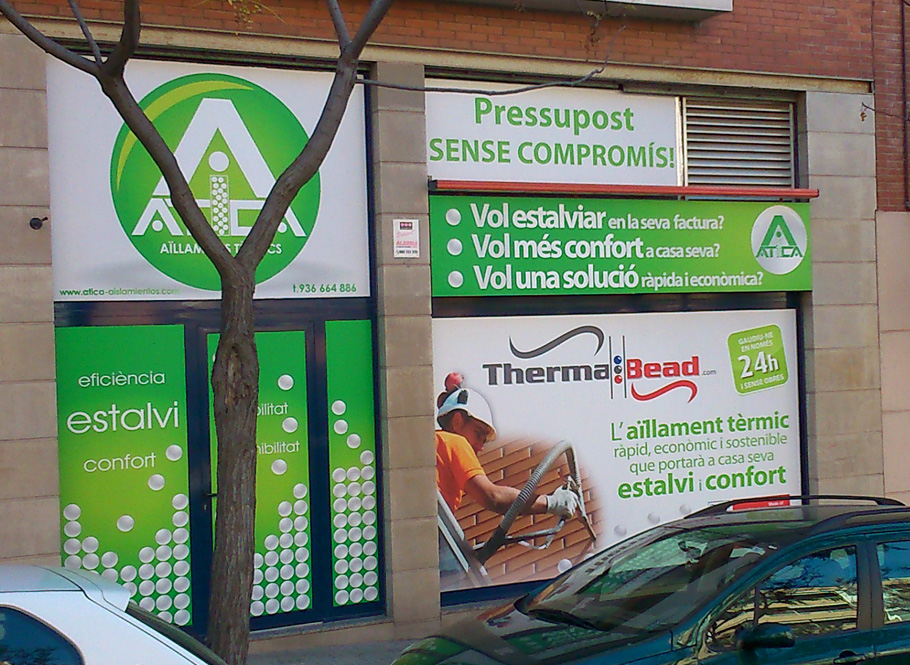 ROTULACIÓN COMERCIAL - DISEÑO Y COLOCACIÓN DE ROTULOS COMERCIALES - LUMINOSOS. METACRILATOS. VINILOS DE IMPRESIÓN. VINIOS DE CORTE. VINILOS MONOMÉRICOS. VINILOS POLIMÉRICOS. Cliente: ATICA, Sant Feliu, BARCELONA.