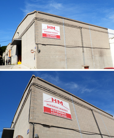 DISEÑO Y COLOCACIÓN DE ROTULOS COMERCIALES - LUMINOSOS. METACRILATOS. VINILOS DE IMPRESIÓN. VINIOS DE CORTE. VINILOS MONOMÉRICOS. VINILOS POLIMÉRICOS. Cliente: HIERROS MIERES