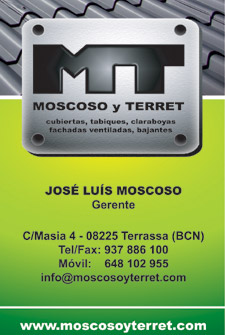 Tarjetas de visita IDG GRUP WEB (Barcelona. Cornellá. Rubi) ::: Diseño de imagen corporativa (tarjetas de visita) e Imprenta 4+4, 4+0 ó 4+1 en papel estucado brillo, mate, invercote,...Posibilidad de troquelados. ¡Aportamos originalidad, creatividad y diferenciación a sus tarjetas de visita). Máxima calidad a precios muy competitivos. Tarjetas de visita MOSCOSO Y TERRET. Cubiertas y Tabiques Terrassa.