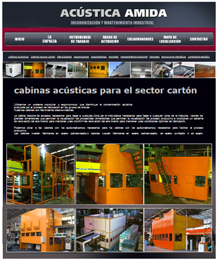 Diseño Web IDG GRUP WEB para ACUSTICA A MIDA - INSONORIZACIÓN Y MANTENIMIENTO INDUSTRIAL EN RUBI (BARCELONA). Cabinas acústicas. Silenciadores. Pantallas acústicas. Mantenimiento.