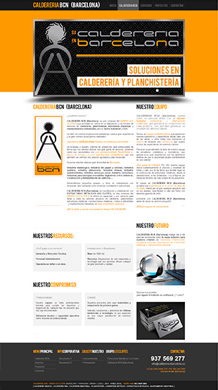 Diseño Web IDG GRUP WEB para CALDERERÍA BARCELONA. Calderería y Planchistería. Cabrera de Mar (Barcelona)