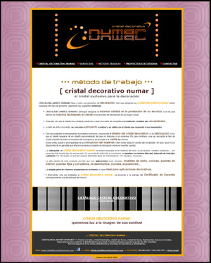 Diseño Web IDG GRUP WEB para CRISTAL DECORATIVO NUMAR (L'Hospitalet - Barcelona). Cristal con leds, Cristal sin leds, Cristal decorativo. Cristal para decoración de alto standing. Todo tipo de diseños, personalizados, a medida.