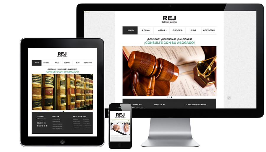 Diseño Web corporativa para empresa de Seguridad desarrollada con CMS WordPress para GABINETE JURIDICO REJ
