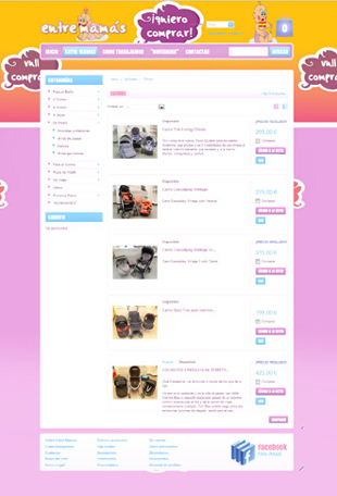 Diseño Web IDG GRUP WEB para ENTRE MAMAS - Tienda artículos bebe segunda mano (Cornellá - Barcelona).