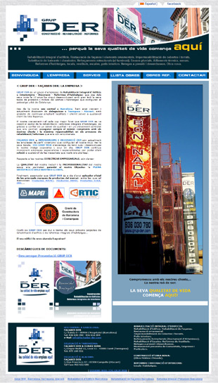 Diseño Web IDG GRUP WEB para GRUP DER - FACHADAS DER. Rehabilitación integral de Edificios. Decoración y Reformas de interiores. Construcción. L'Hospitalet. (Barcelona).