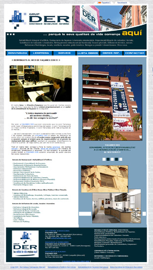 Diseño Web IDG GRUP WEB para GRUP DER - FACHADAS DER. Rehabilitación integral de Edificios. Decoración y Reformas de interiores. Construcción. L'Hospitalet. (Barcelona).