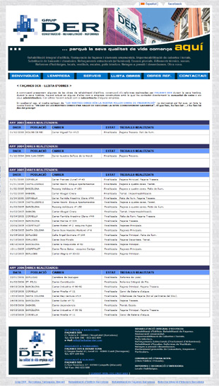 Diseño Web IDG GRUP WEB para GRUP DER - FACHADAS DER. Rehabilitación integral de Edificios. Decoración y Reformas de interiores. Construcción. L'Hospitalet. (Barcelona).