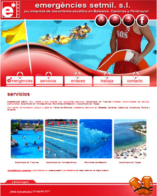 Diseño Web IDG GRUP WEB para EMERGENCIES SETMIL - IBERED. Socorrismo y Salvamento Acuático en Baleares, Canarias y Península.