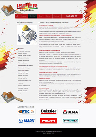 Diseño Web IDG GRUP WEB para FACHADAS ISPER. Rehabilitación integral de Edificios. Reformas de interiores. Sant Feliu. (Barcelona).