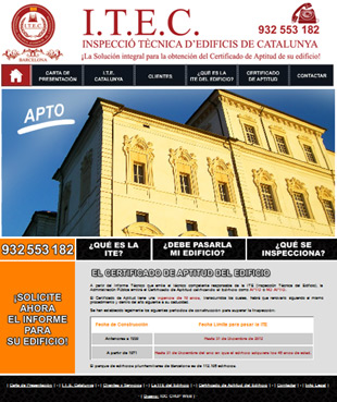 Diseño Web IDG GRUP WEB para ITE CATALUNYA - INSPECCIO TECNICA D'EDIFICIS A BARCELONA (Barcelona).