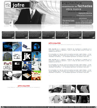 Diseño Web IDG GRUP WEB para JOFRE ARQUITEK. Arquitecto de la rehabilitación. Arquitectura Técnica y Superior. Ingeniería de la Construcción. Barcelona.