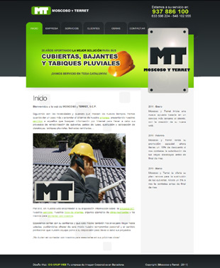 Diseño Web IDG GRUP WEB para MOSCOSO Y TERRET. Cubiertas, bajantes y tabiques pluviales. (Terrassa. Barcelona).