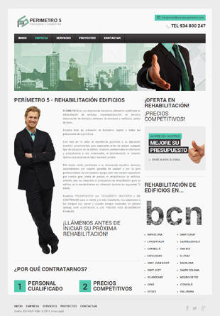 Diseño Web IDG GRUP WEB para PERÍMETRO 5. Rehabilitación integral de Edificios. Rehabilitación de casas, chalets, adosados y viviendas unifamiliares. Construcción. Cornellá. (Barcelona).
