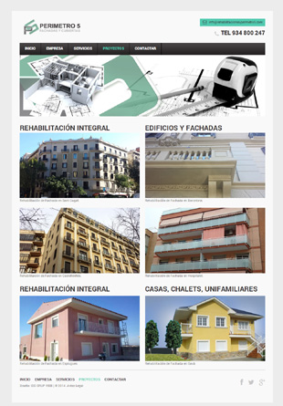 Diseño Web IDG GRUP WEB para PERÍMETRO 5. Rehabilitación integral de Edificios. Rehabilitación de casas, chalets, adosados y viviendas unifamiliares. Construcción. Cornellá. (Barcelona).