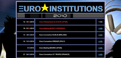Diseño Web IDG GRUP WEB para EUROINSTITUTIONS - EUROCONVENTION. EUROEDUCATION. EUROFITNESSMANIA. EUROFITNESS DAY. GGV. MARTA FORMOSO. IRENE PALLARES. JESSICA EXPOSITO. FORMACIÓN EN ACTIVIDADES DIRIGIDAS: AEROBIC, STEP, DANCE, RAGGA, URBAN,...